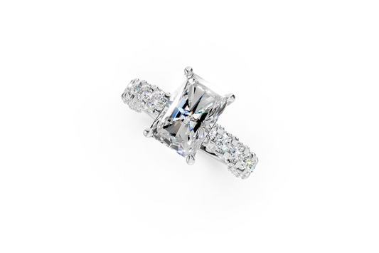 Radiant Diamond Ring With Micropavé Prongs