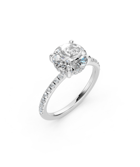 Petit Diamond Engagement Ring with Hidden Halo