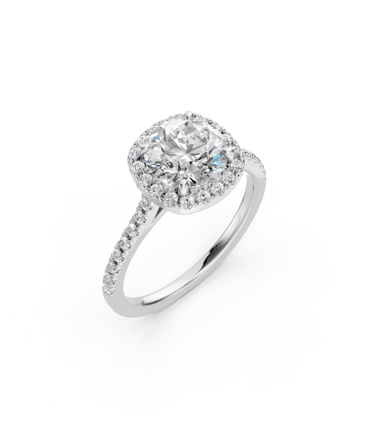 Classic Halo Round Diamond Engagement Ring