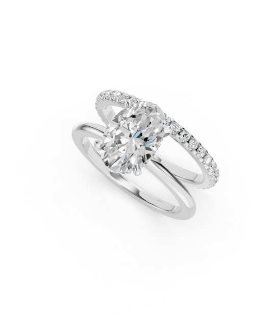 Timeless Oval Duo Engagement Ring 14k White Gold