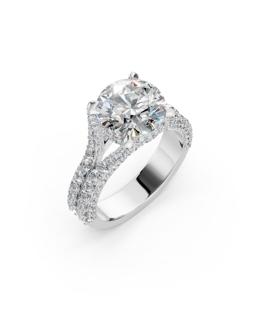 Elevated Center Stone Engagement Ring on a Split Shank with Pave  Diamond Accents