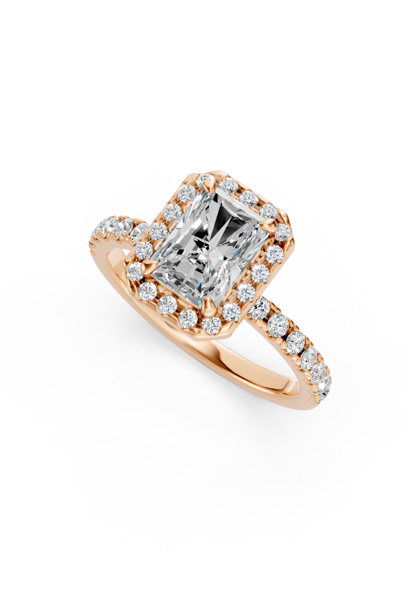 Radiant Halo Diamond Engagement Ring with Sparkling Accents