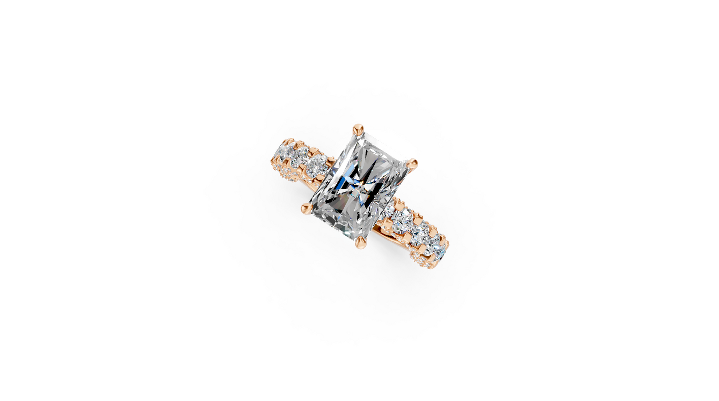 Radiant Diamond Ring With Micropavé Prongs