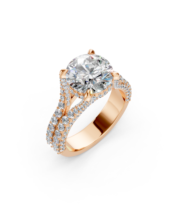 Elevated Center Stone Engagement Ring on a Split Shank with Pave  Diamond Accents