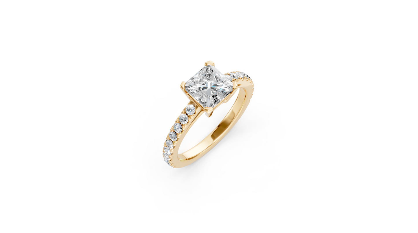 Princess Engagement Ring With Diamond Shank 14k White Gold