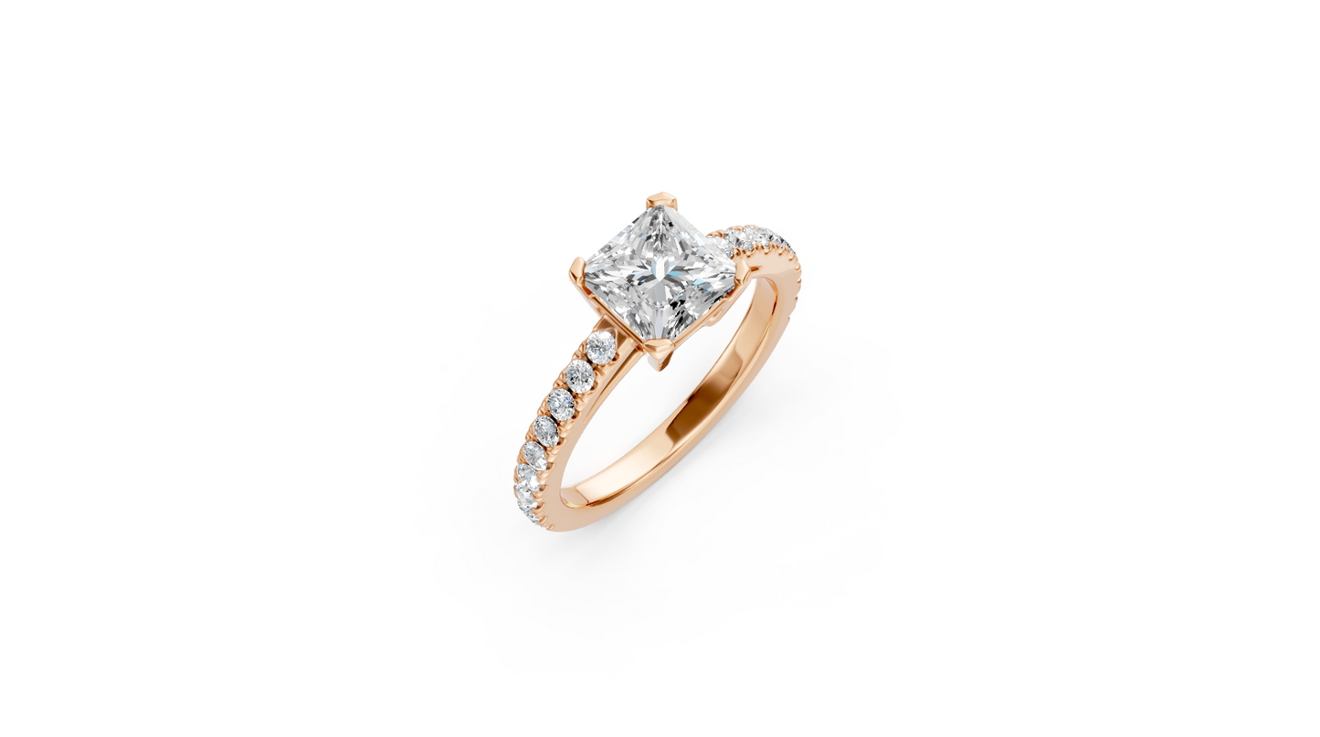 Princess Engagement Ring With Diamond Shank 14k White Gold