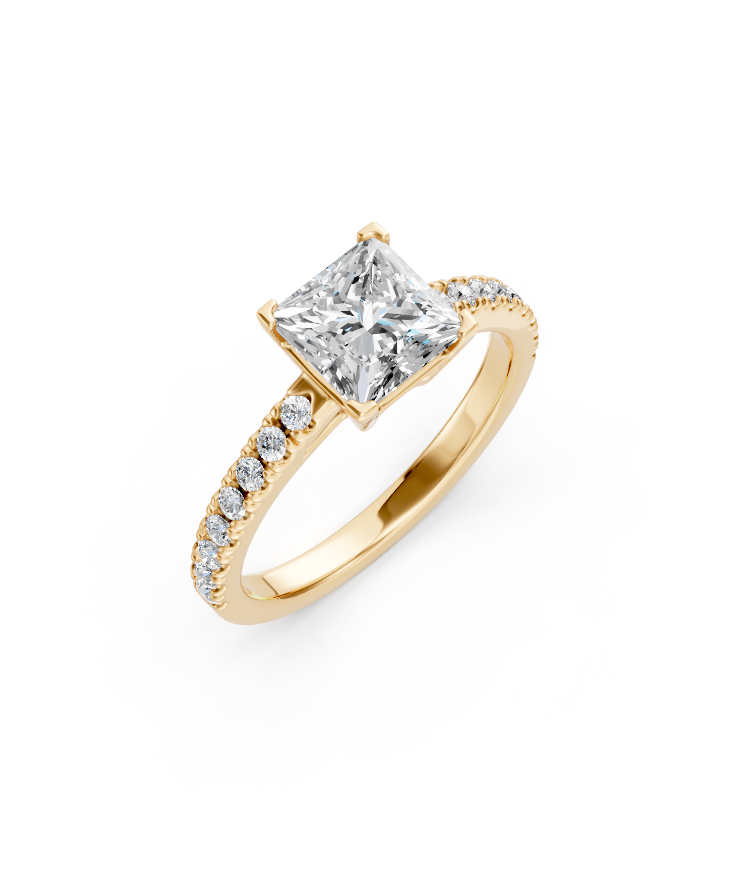 Pavé Diamond Princess Cut Engagement Ring