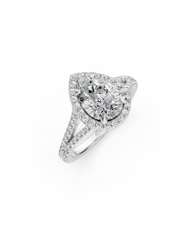 Split Shank Halo Diamond Engagement Ring In 14k