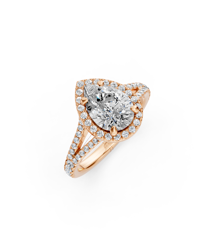 Split Shank Halo Diamond Engagement Ring In 14k