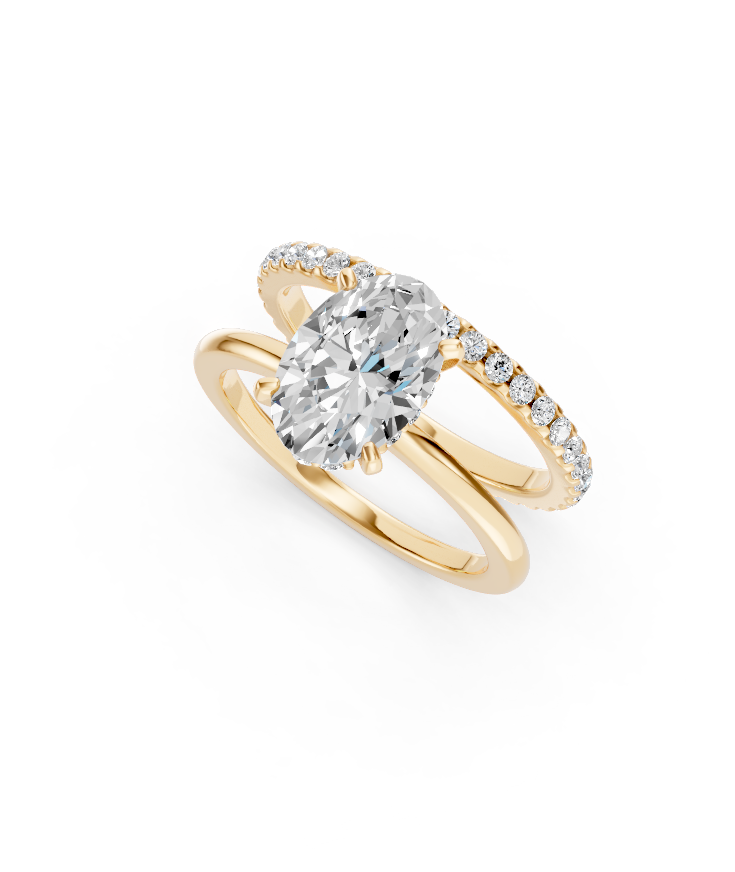 Timeless Oval Duo Engagement Ring 14k White Gold