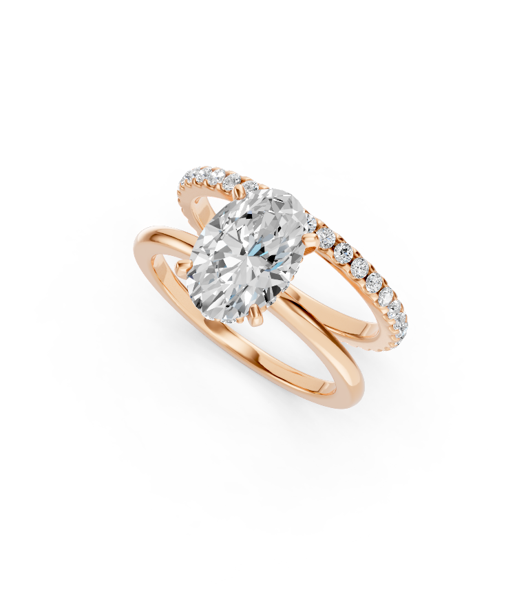 Timeless Oval Duo Engagement Ring 14k White Gold